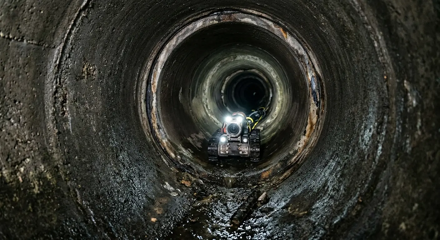 Robotic sewer camera inspecting pipe interior for Sewer Line Repair in Havelock